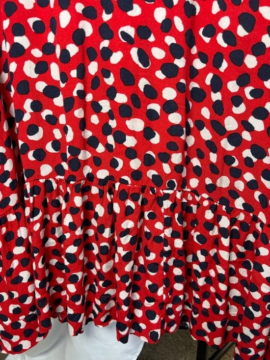 Free Assembly Red, White, Blue Printed Ruffle-Hem Dress w/Pockets Women’s XL - Picture 6 of 8